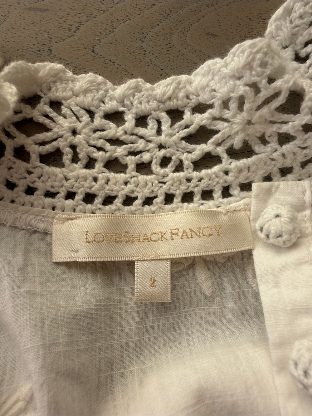 LoveShackFancy Crochet-Trim Puff Sleeve Mini Dress - Picture 2 of 3